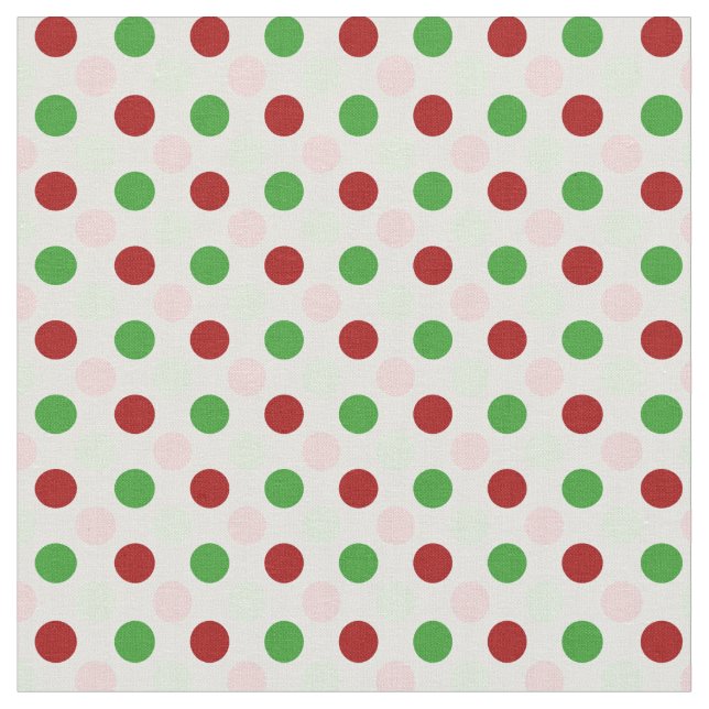 Cute Green Pink Red Polka Dots Fabric (Close Up)