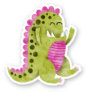 Cute Green + Pink Spiked Monster with Funny Fangs Sticker