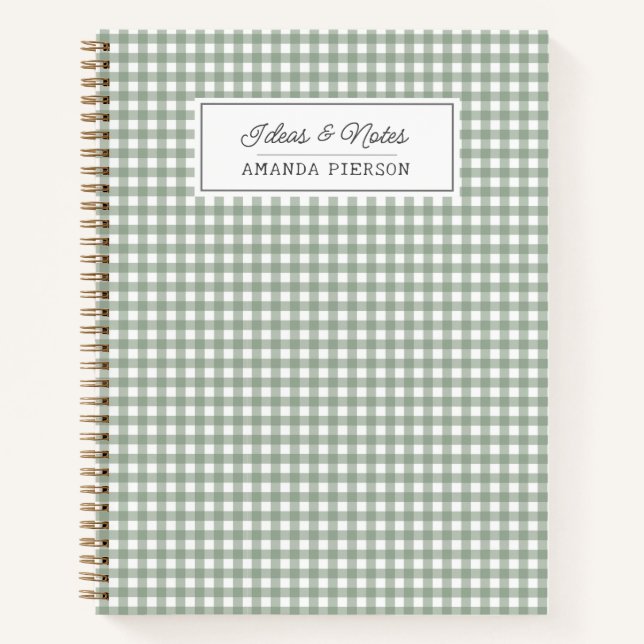 Cute Green Plaid  Personalized Family Ideas Book (Front)
