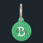 Cute Green Polka Dots Monogram Name Address Pet ID Tag<br><div class="desc">This preppy design features a pattern of random polka dots and a monogram in the background. Click the customize button for more flexibility in modifying the text! Variations of this design as well as coordinating products are available in our shop, zazzle.com/store/doodlelulu. Contact us if you need this design applied to...</div>