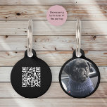 Cute green Qr code  photo  stylish modern  Pet ID Tag<br><div class="desc">add all your details to this stunning qr code pet tag and make sure your pets can return safe and well. this design is a Qr code on a adorble dark black background on the reversed you can add your dogs photo.</div>