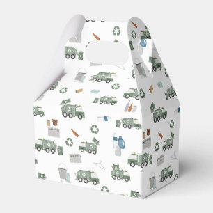 Cute Green Recycling Truck Kids Vehicles Birthday Favor Boxes