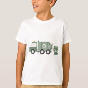 Cute Green Recycling Truck Kids Vehicles Birthday T-Shirt