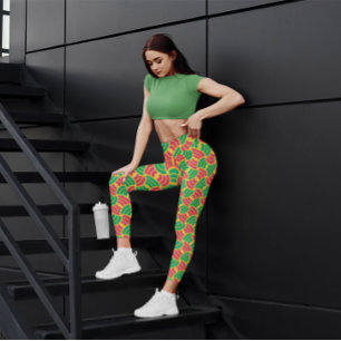 Cute Green Retro Gym Yoga Women Tight Leggings