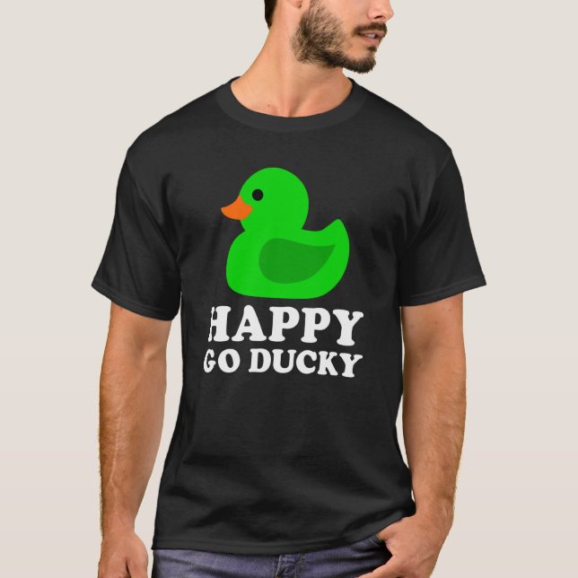 Cute Green Rubber Duck Lucky Go Ducky Pun  1 T-Shirt (Front)