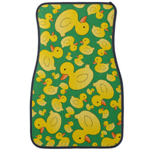 Cute green rubber ducks car mat