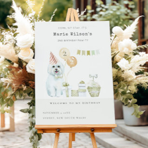 Cute Green Rust Dog Any Age Birthday Party Welcome Foam Board