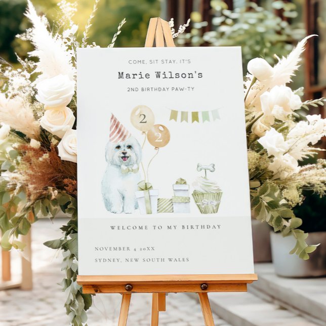 Cute Green Rust Dog Any Age Birthday Party Welcome Foam Board (Creator Uploaded)