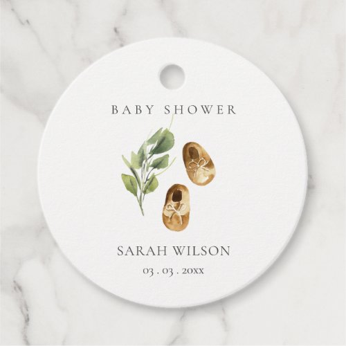 Cute Green Rust Orange Shoes Foliage Baby Shower