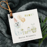 Cute Green Rust Party Puppy Dog Any Age Birthday Favor Tags<br><div class="desc">For any further customisation or any other matching items,  please feel free to contact me at yellowfebstudio@gmail.com</div>