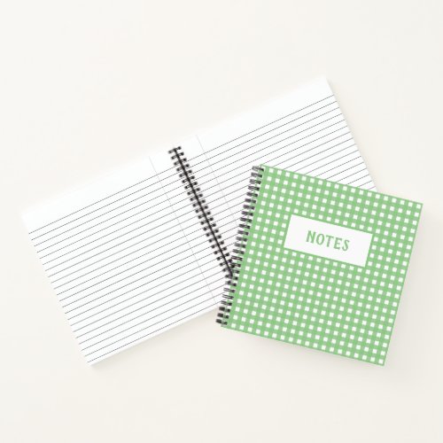 Cute Green Sage  White Plaid Everyday Notebook