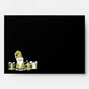 Cute Green Santa Gnome with Gifts Envelope