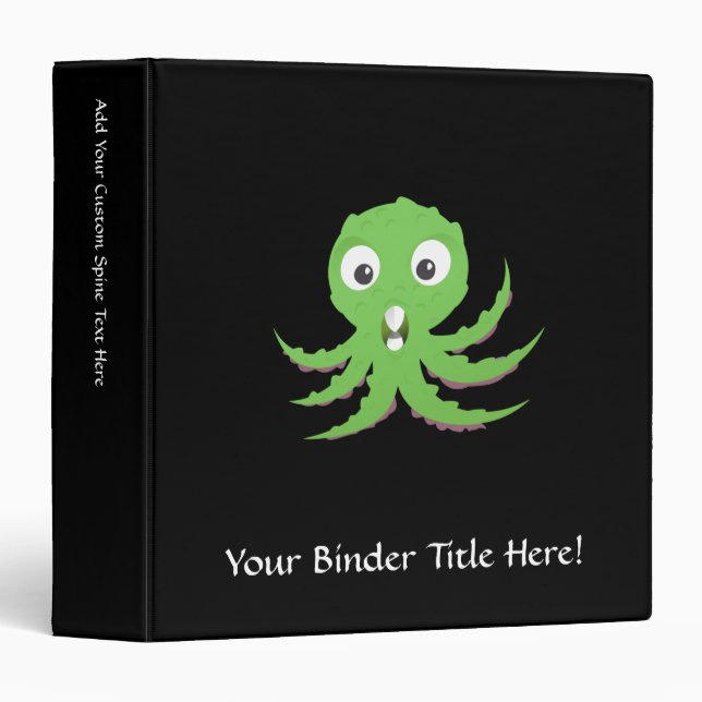 Cute Green Sea Monster Binder (Front/Spine)