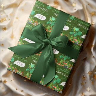 Cute Green Sea Turtle Baby Shower Wrapping Paper