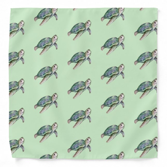 Cute Green Sea Turtle Bandana (Front)