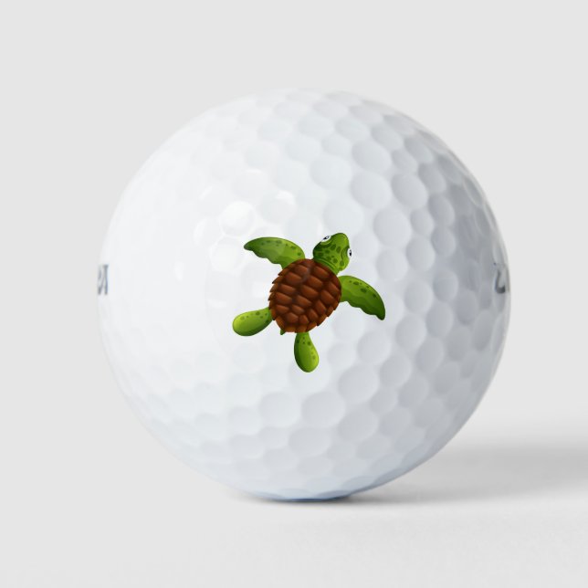 Cute green sea turtle golf balls (Front)