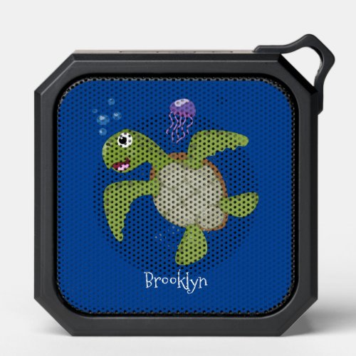 Cute green sea turtle happy cartoon illustration bluetooth speaker