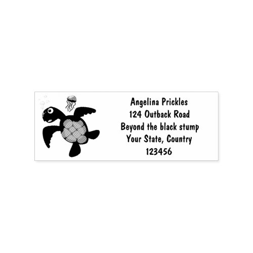 Cute green sea turtle happy cartoon illustration rubber stamp