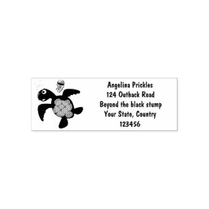 Cute green sea turtle happy cartoon illustration self-inking stamp