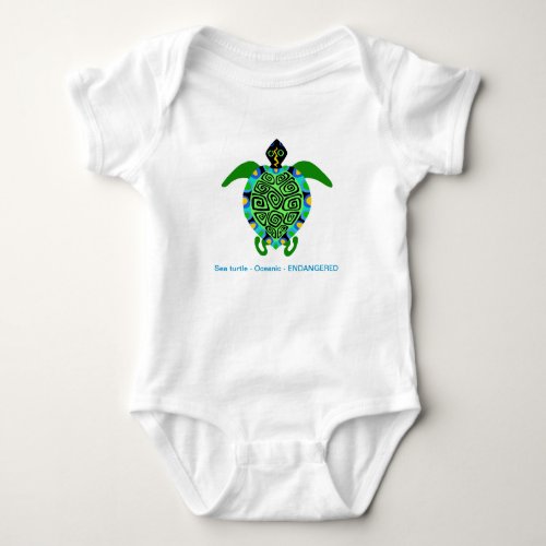 Cute Green Sea TURTLE _  T_Shirt Baby Bodysuit