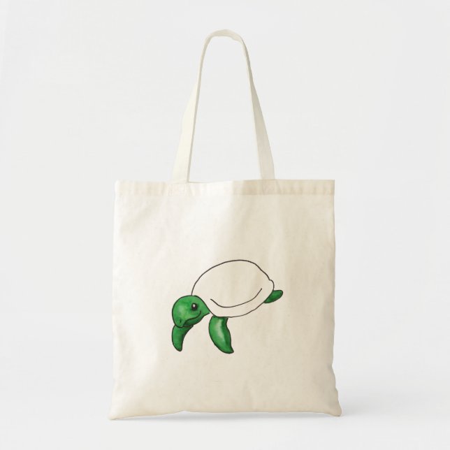 Cute Green Sea Turtle Tote Bag (Front)