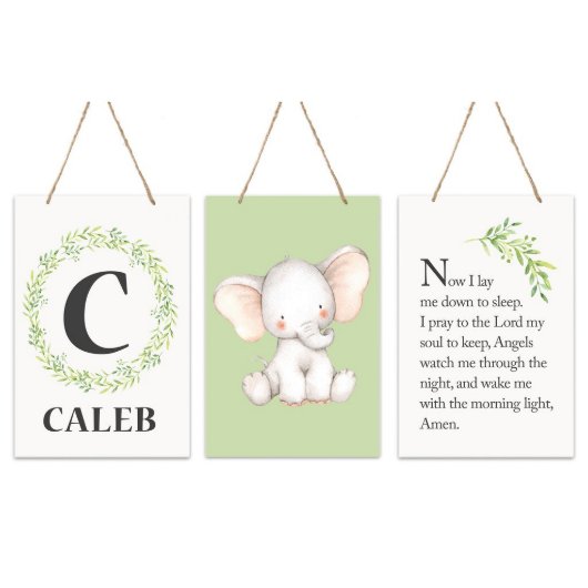 Cute Green Set of Night-Time Prayer Wall Hangings (Front)