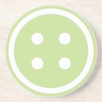 Cute Green Sewing Button Drink Coaster by imaginarystory at Zazzle