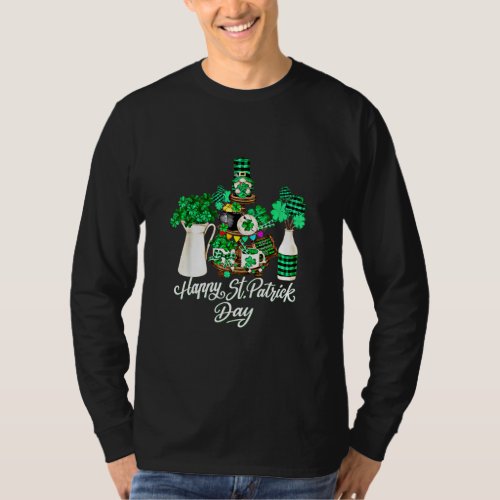 Cute Green Shamrock Decor With Happy St Patricks D T_Shirt