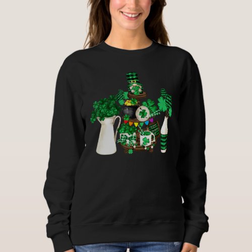 Cute Green Shamrock Decor With Happy St Patricks  Sweatshirt