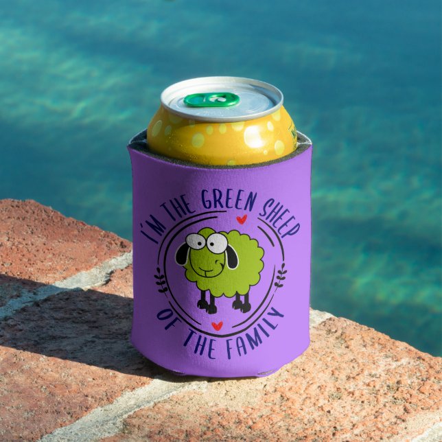 Cute Green Sheep of the Family, Vegan Can Cooler (In Situ Pool)
