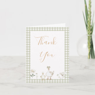 Cute Green Silly Goose Baby Shower Thank You Card