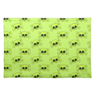 Cute Green Skulls Cloth Placemat