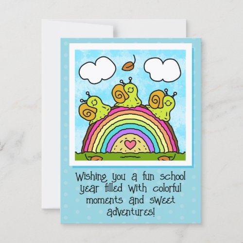 Cute Green Snails Rainbow Log Back To School Postcard