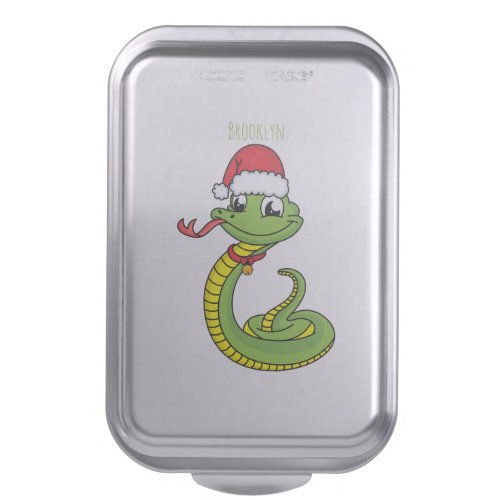 Cute green snake with santa hat cartoon cake pan