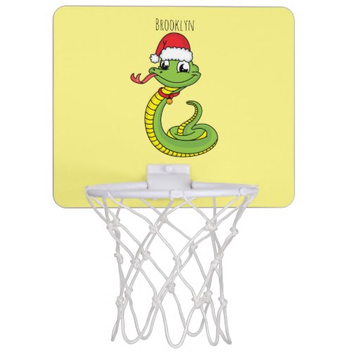 Cute green snake with santa hat cartoon mini basketball hoop