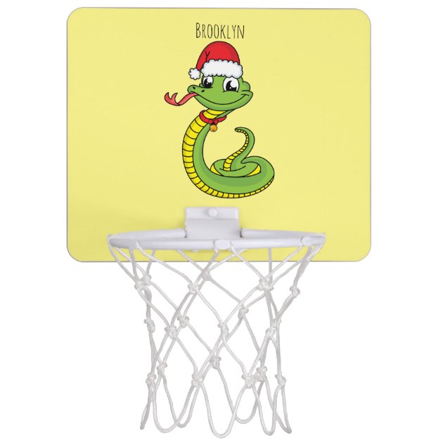Cute green snake with santa hat cartoon 