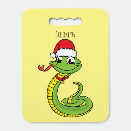 Cute green snake with santa hat cartoon seat cushion