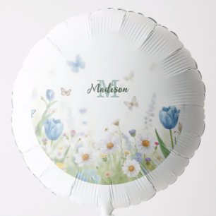Cute Green Spring Flower Wildflower Bouquet Monogr Balloon
