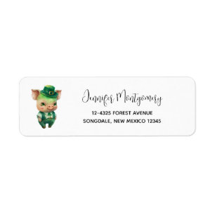 Cute Green St. Patrick's Day Pig Label