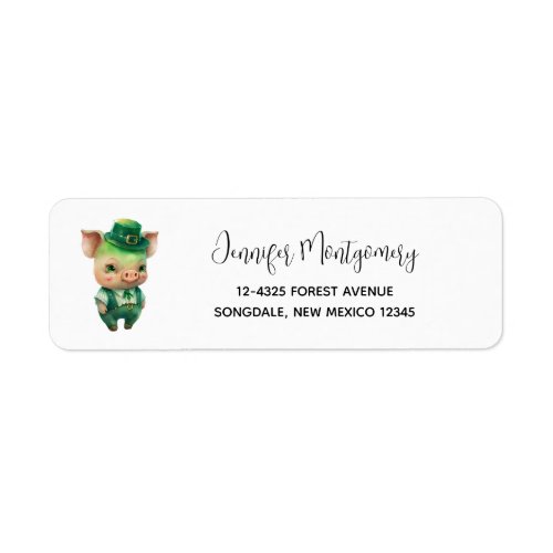 Cute Green St Patricks Day Pig Label