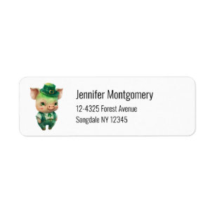 Cute Green St. Patrick's Day Pig Label