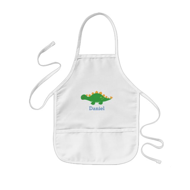 Cute Green Stegosaurus Dinosaur for Kids Kids' Apron (Front)