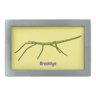 Cute green stick insects with happy faces cartoon  belt buckle