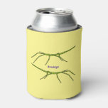 Cute green stick insects with happy faces cartoon can cooler