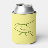 Cute green stick insects with happy faces cartoon
