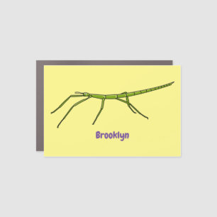 Cute green stick insects with happy faces cartoon car magnet