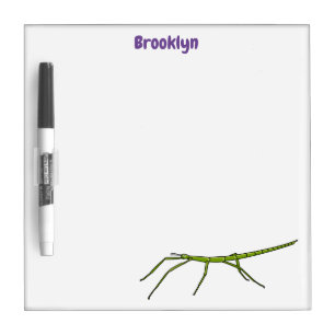 Cute green stick insects with happy faces cartoon dry erase board