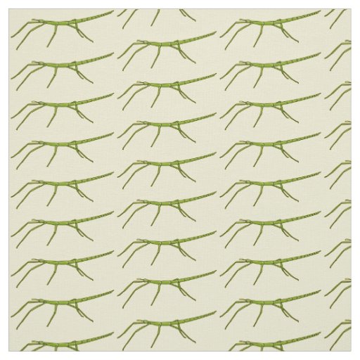 Cute green stick insects with happy faces cartoon fabric