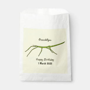Cute green stick insects with happy faces cartoon favor bag