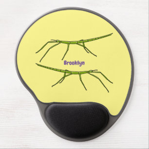 Cute green stick insects with happy faces cartoon gel mouse pad